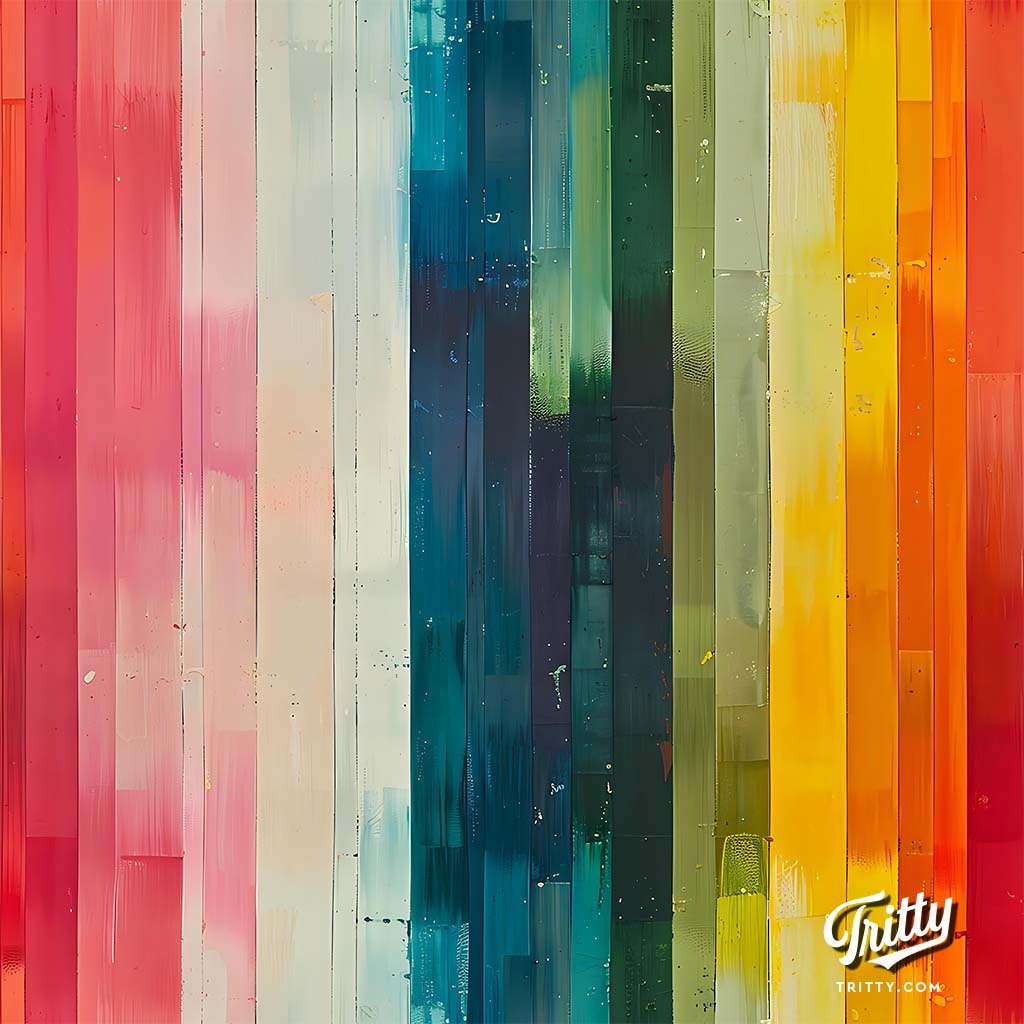 Seamless pattern of vertical watercolor stripes in rainbow colors on white background
